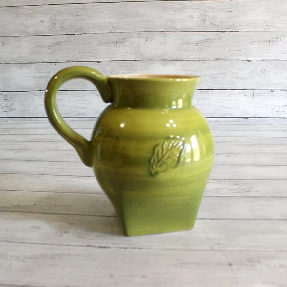 Farmhouse Stoneware Beverage Pitcher Green 2 Quart - Picture 2 of 5